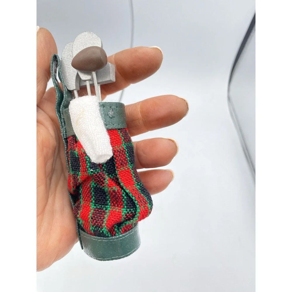 Vintage Golf  Christmas Tree‎ Ornaments - Resin wood fabric plaid Set of 2